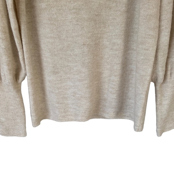 Rachel Parcell Wool Blend Cream Puff Shoulder Bishop Sleeve V-Neck Sweater Sz L - Picture 7 of 11